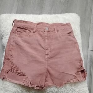 American Eagle Outfitters Mauve High-Rise Distressed Jean Shorts